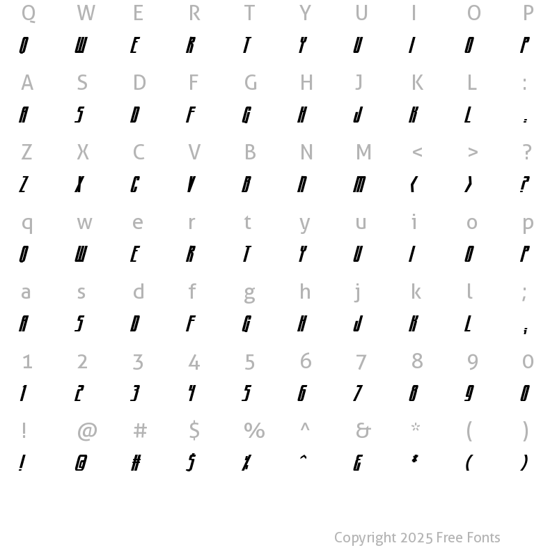 Character Map of CraterFace Condensed BB Regular