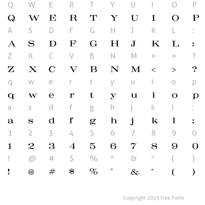 Character Map of Craw Modern Regular