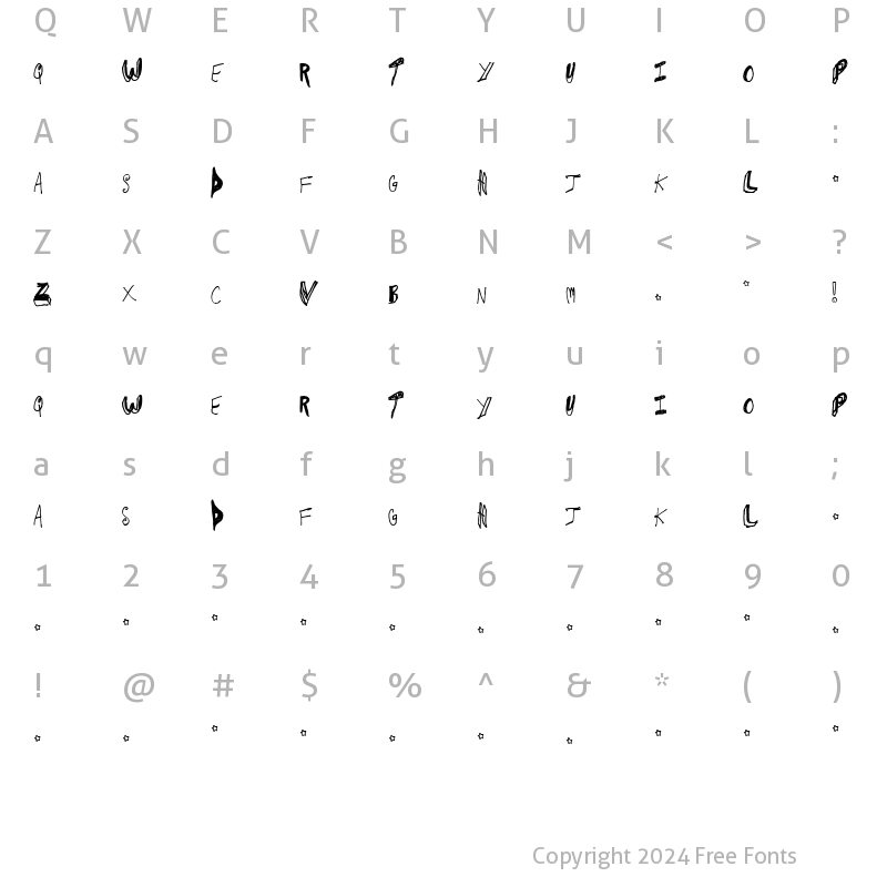 Character Map of CrawfishPopsicle Regular