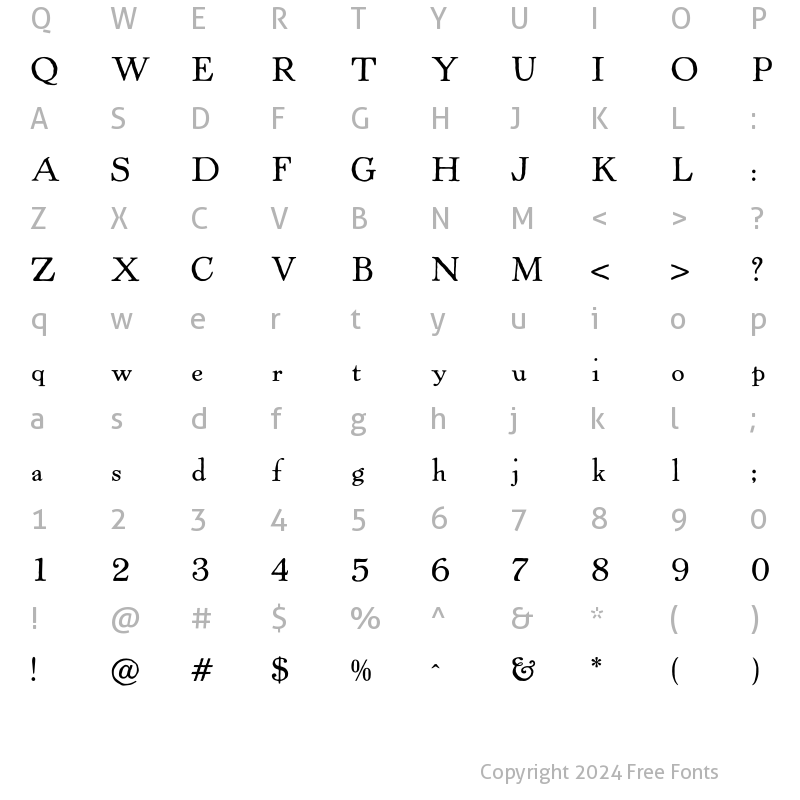 Character Map of CrawfordOldStyle Regular