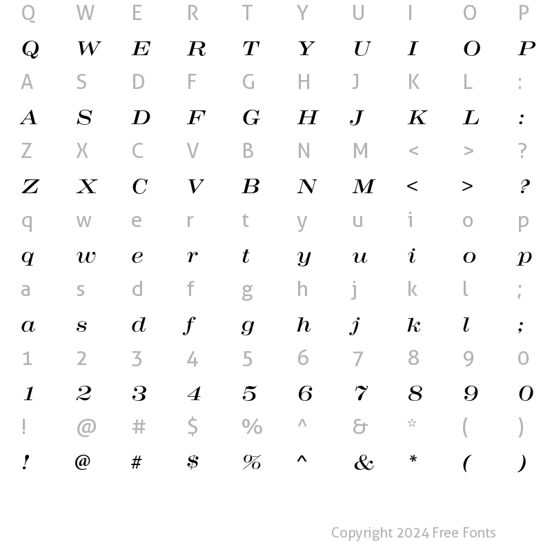 Character Map of CrawModern-Itl Regular