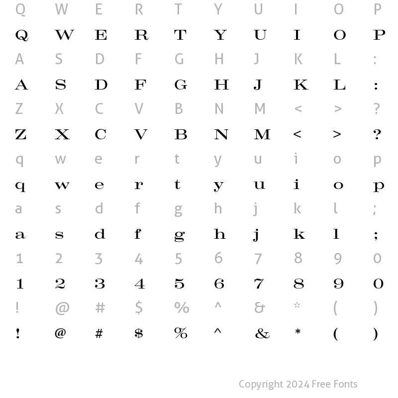 Character Map of CrawModern-Rgl Regular