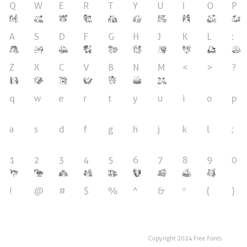 Character Map of Crayola Kiddy Font Regular