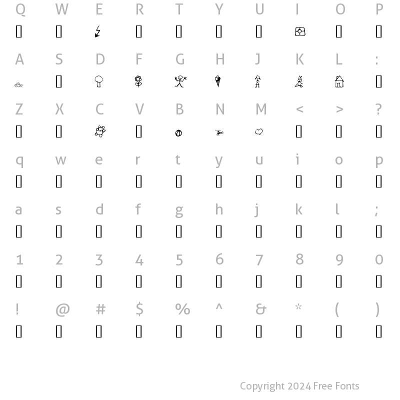 Character Map of Crayon Kids 1 Regular