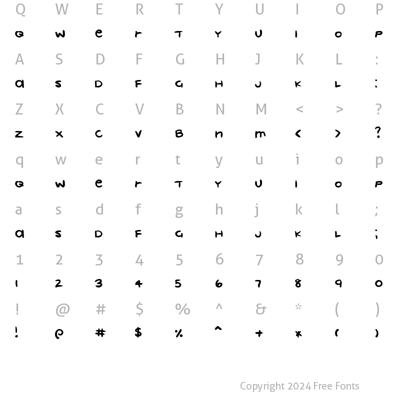 Character Map of crayon Regular