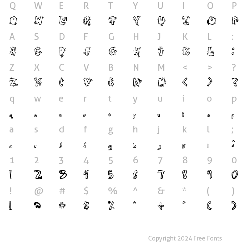 Character Map of Crazy Beaver Regular