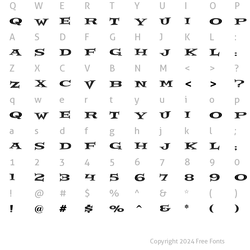 Character Map of Crazy Loot BTN Inline Regular