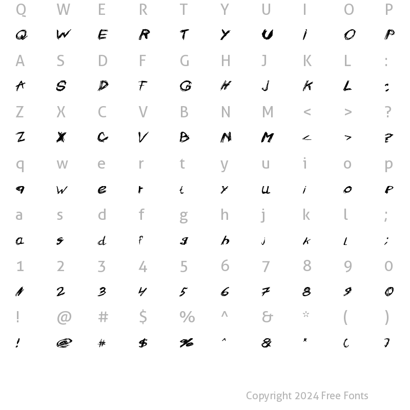 Character Map of Crazysk8 Regular