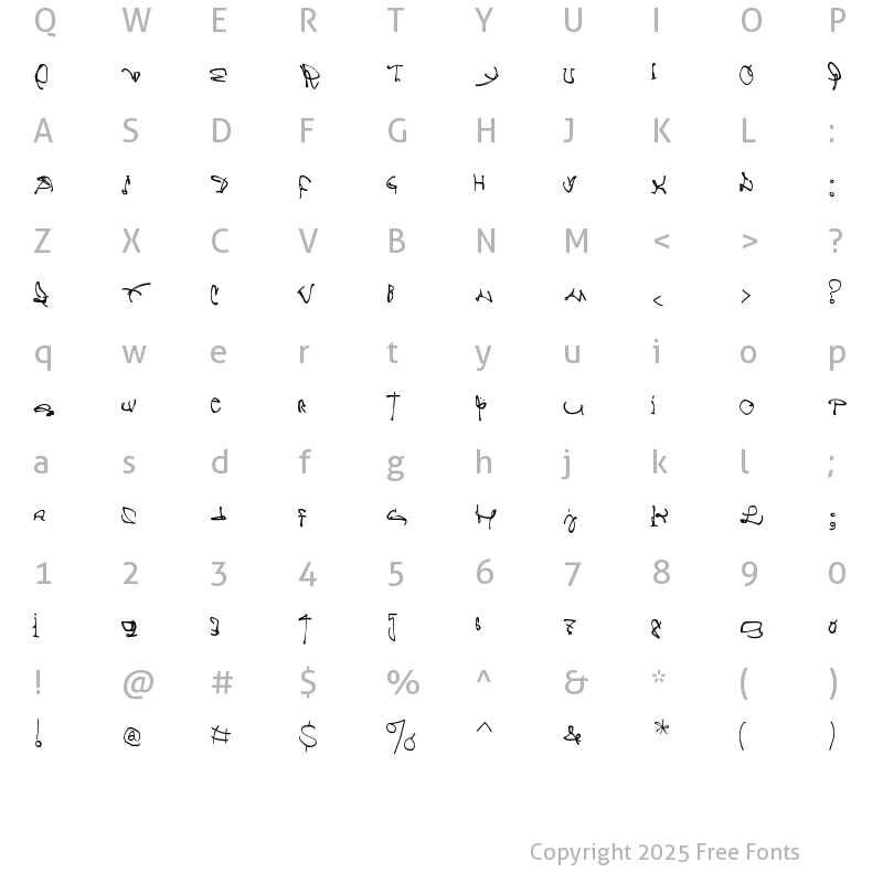 Character Map of CrazyWritten Regular
