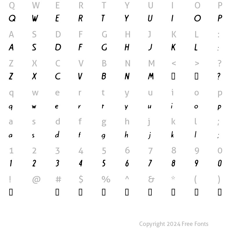 Character Map of Cream Light