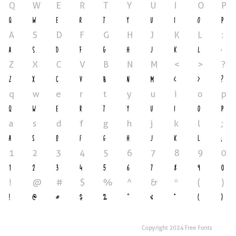 Character Map of Creamy Coconut Regular