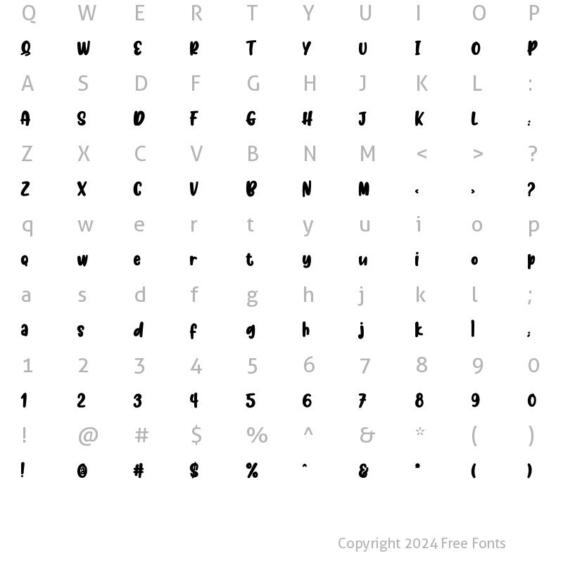 Character Map of Createland Regular