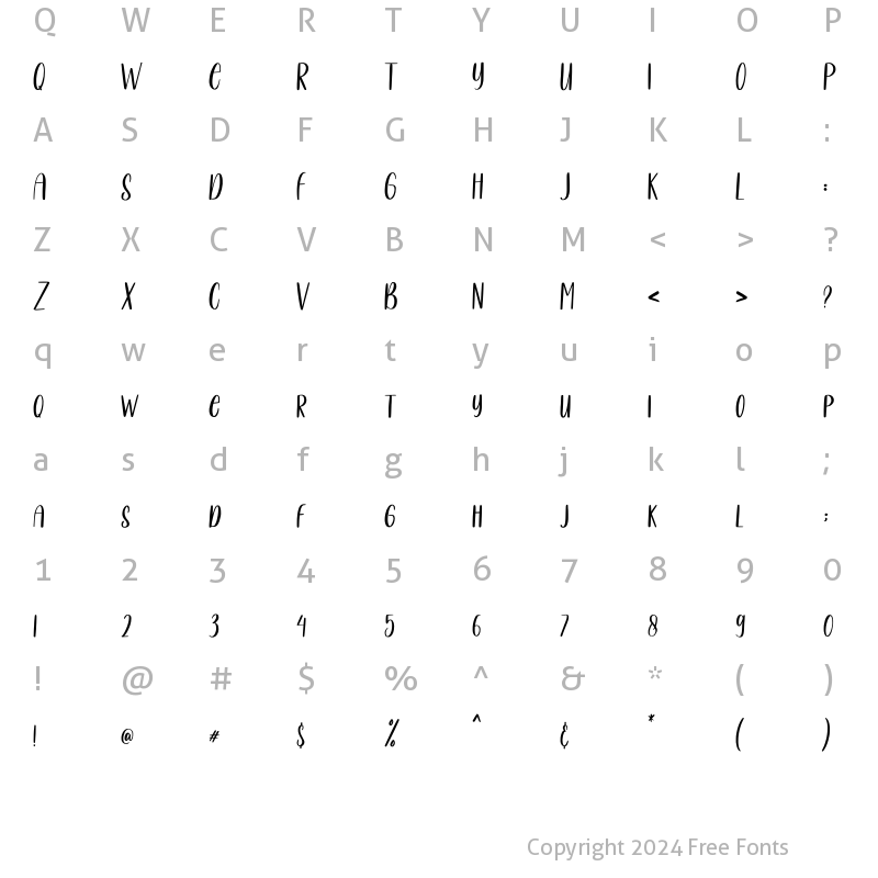 Character Map of Creative Lovely Regular