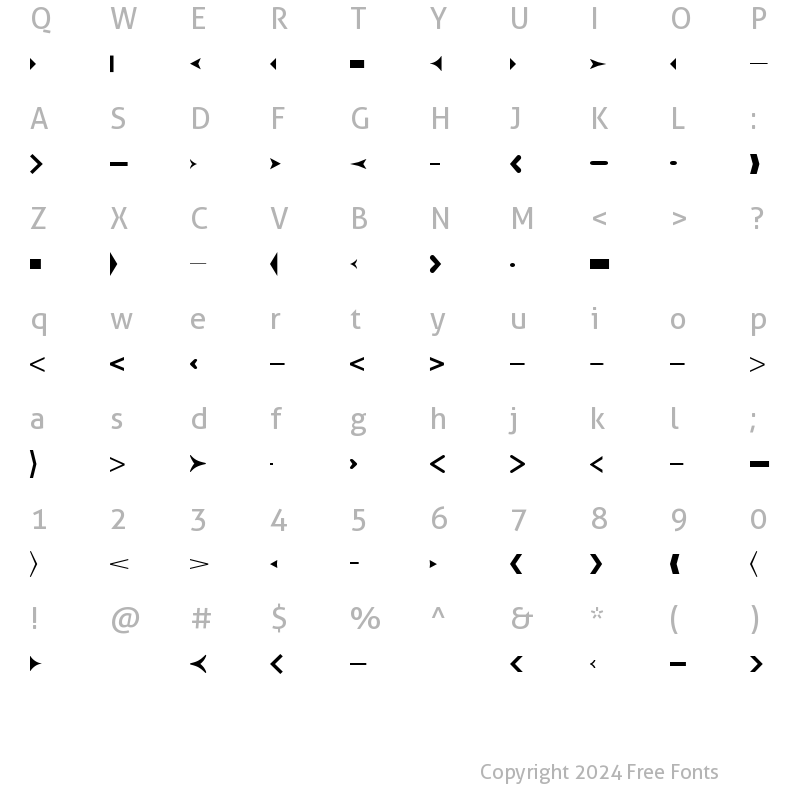 Character Map of CreativeArrows LT Two Regular