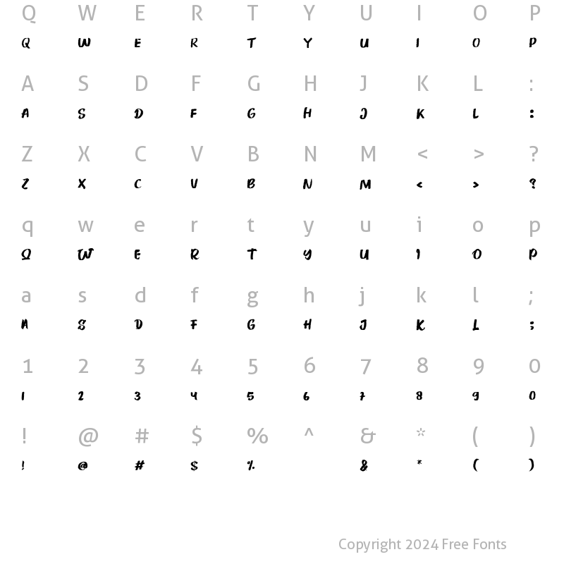 Character Map of Creator Brush Regular