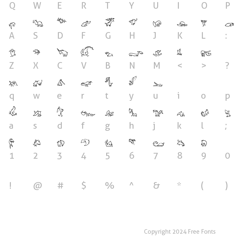 Character Map of Creatures LT Regular