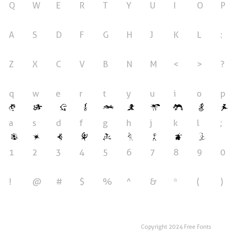 Character Map of Creatures Regular