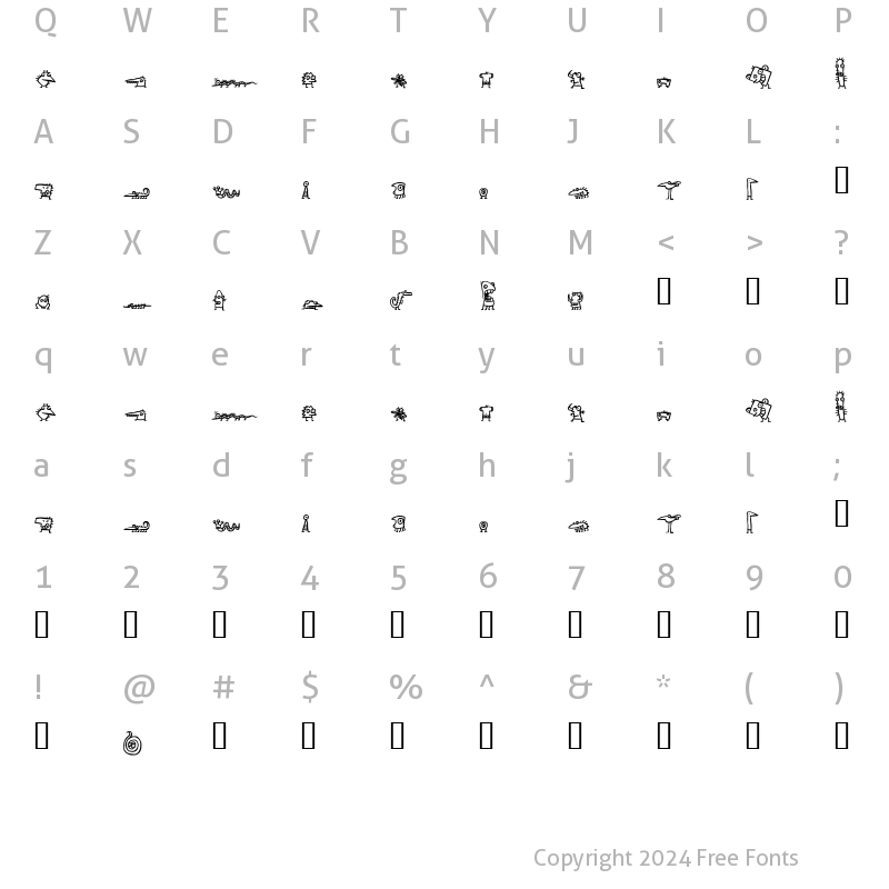 Character Map of creatures Regular