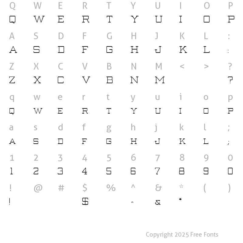 Character Map of Creenay Regular