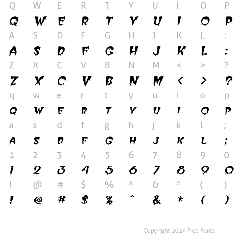 Character Map of Creeper Italic