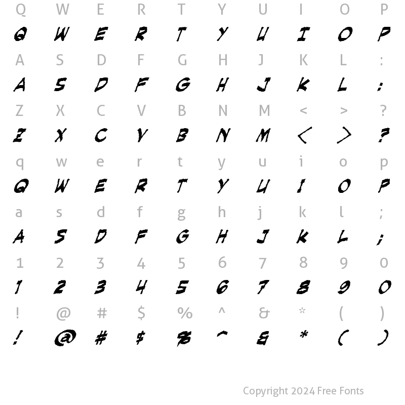 Character Map of Creeping Evil Bold