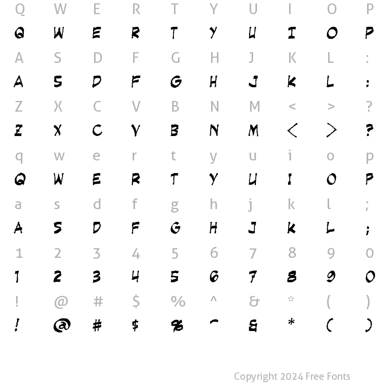 Character Map of Creeping Evil Regular