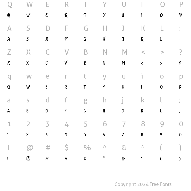 Character Map of Creeplens Regular