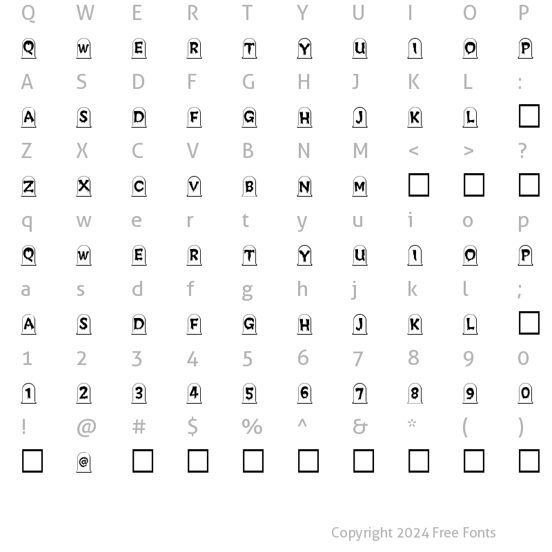 Character Map of CreepyGraves Regular