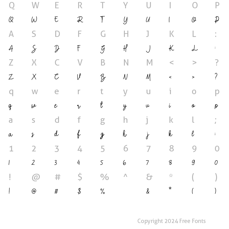 Character Map of Crellia Script
