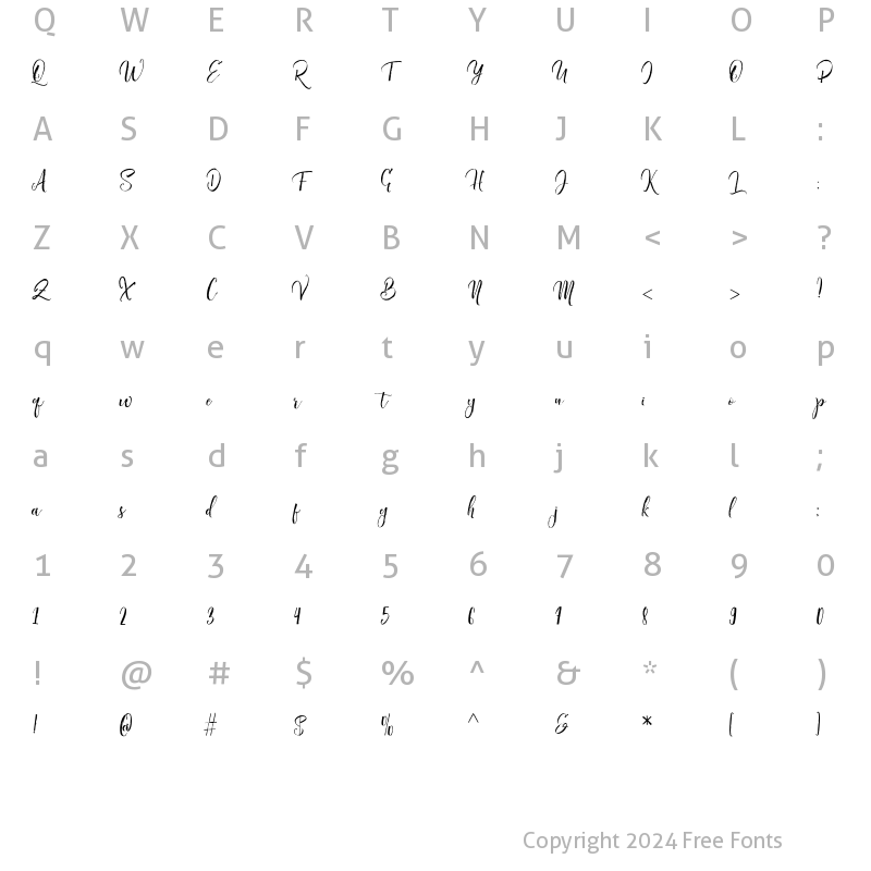 Character Map of Crellitta Alt Regular