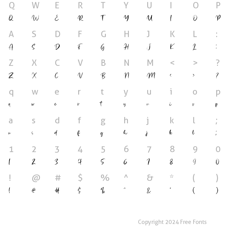 Character Map of Creslina Regular