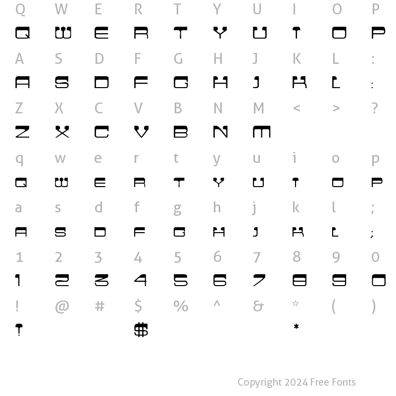 Character Map of CrewCutCaps Regular