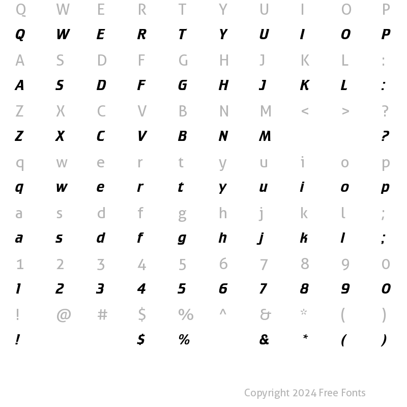 Character Map of CrilleeEF Italic