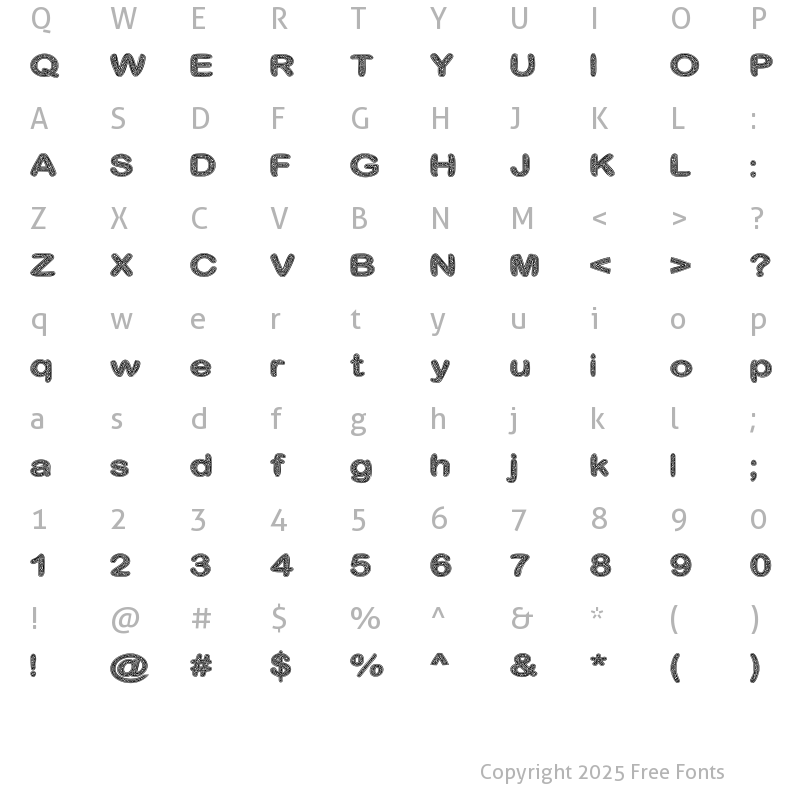 Character Map of Crinkle Cut Glass Regular