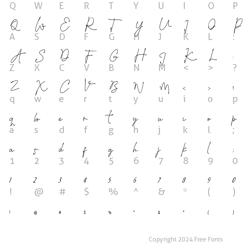 Character Map of Cristtaline Regular