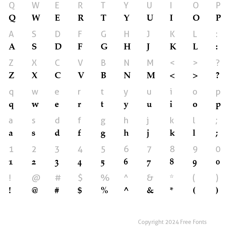 Character Map of Criteria OldStyle SSi Bold Old Style Figures