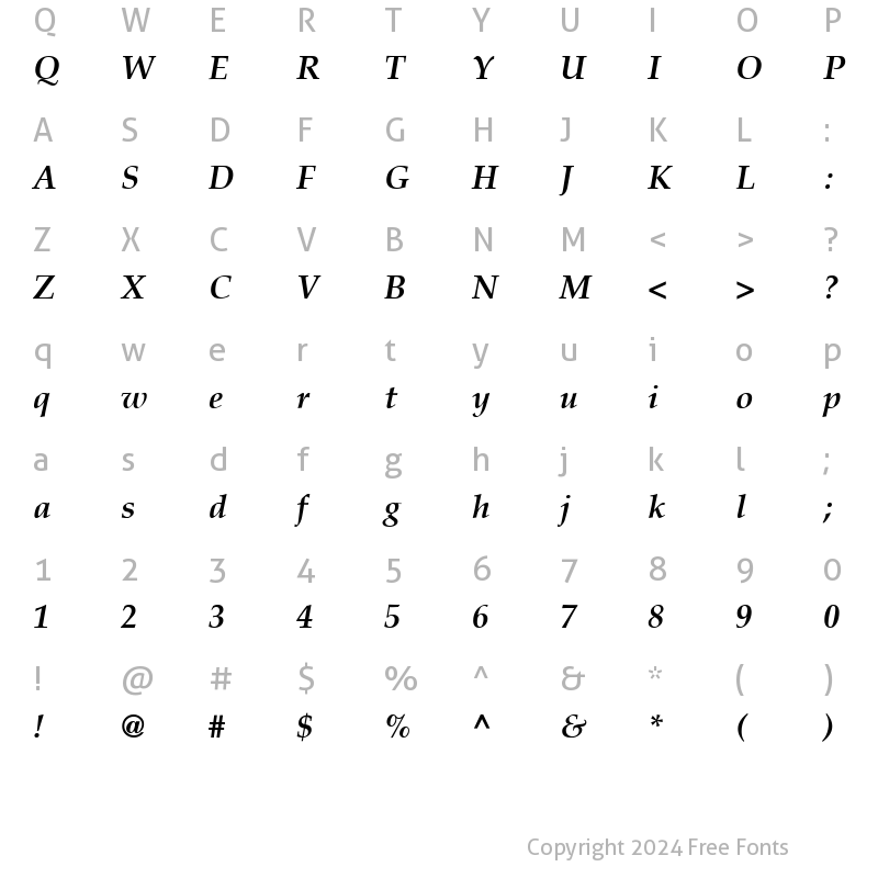 Character Map of Criteria SSi Bold Italic