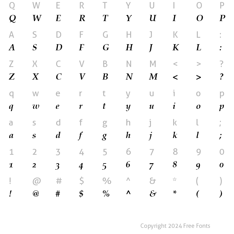 Character Map of Criteria SSi Bold Italic Old Style Figures