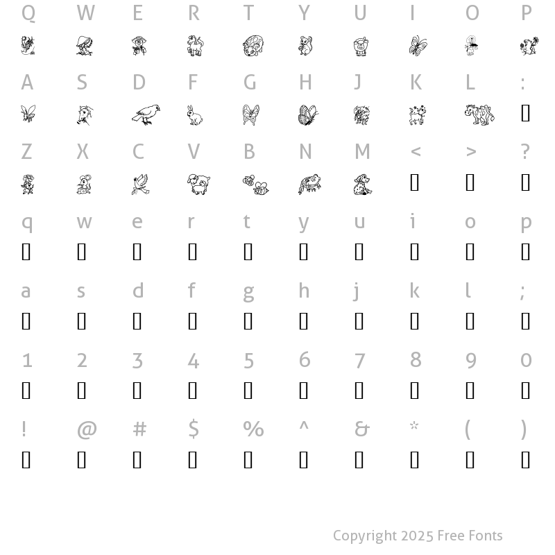 Character Map of Critters1DC SemiBold