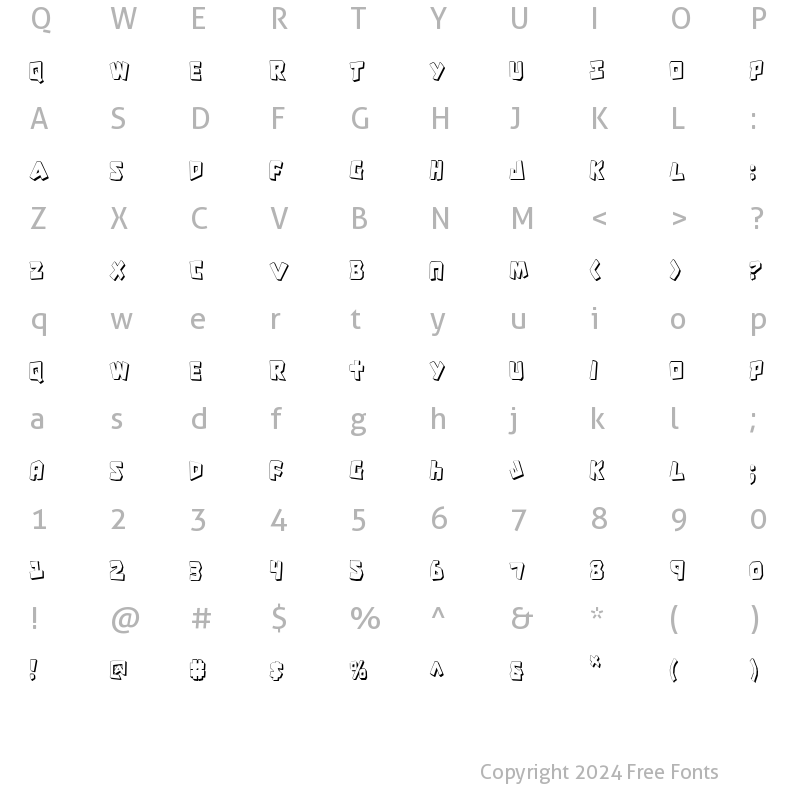 Character Map of Cro-Magnum Condensed Shadow Condensed Shadow