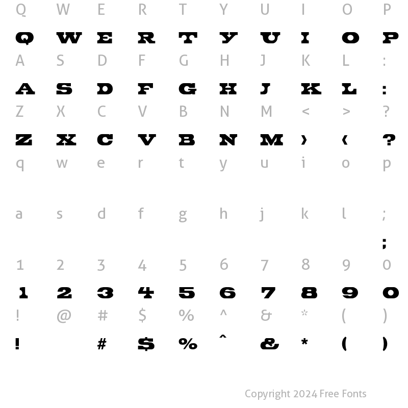 Character Map of Crocodile Regular