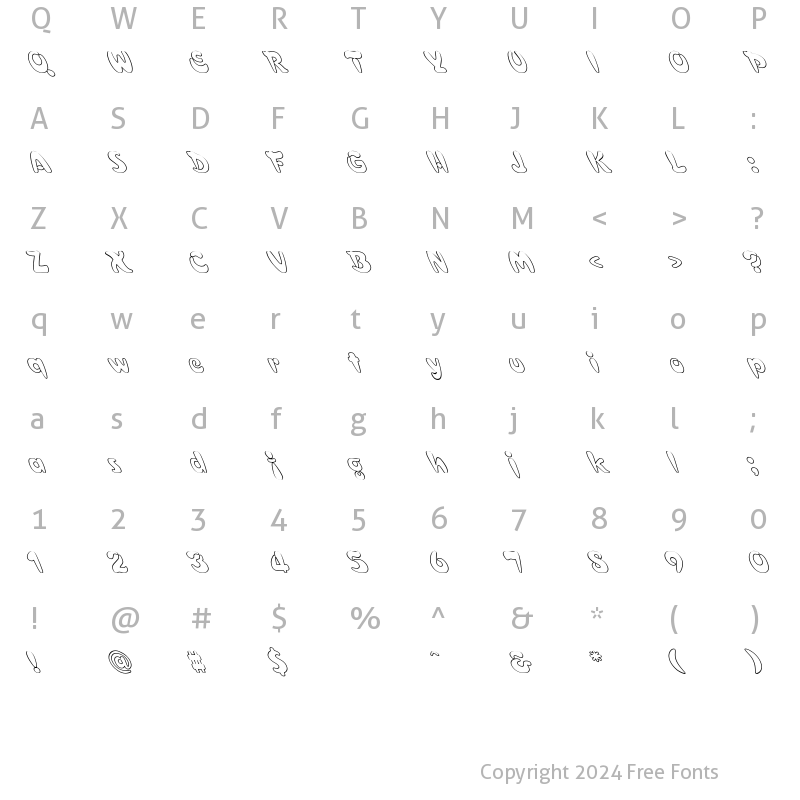 Character Map of Croissant Hollow Extreme Lefty Regular