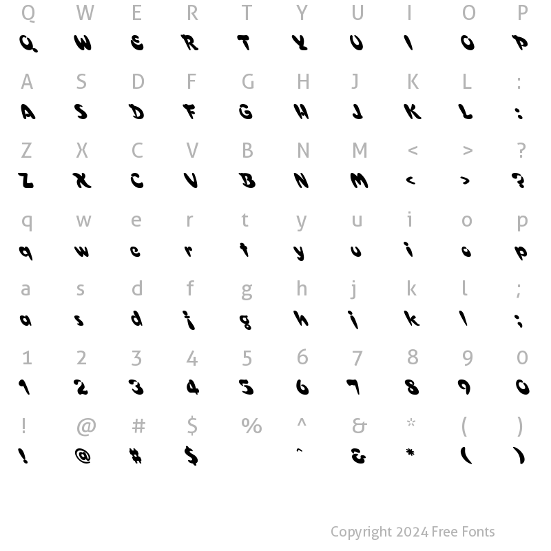 Character Map of Croissant Lefty Regular