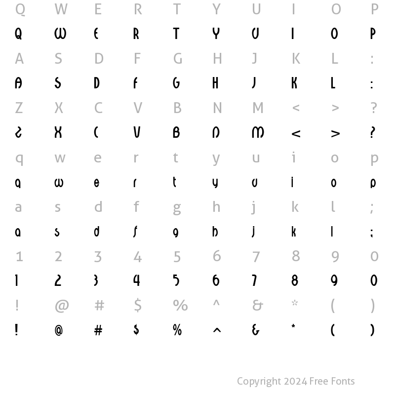 Character Map of Croix Regular