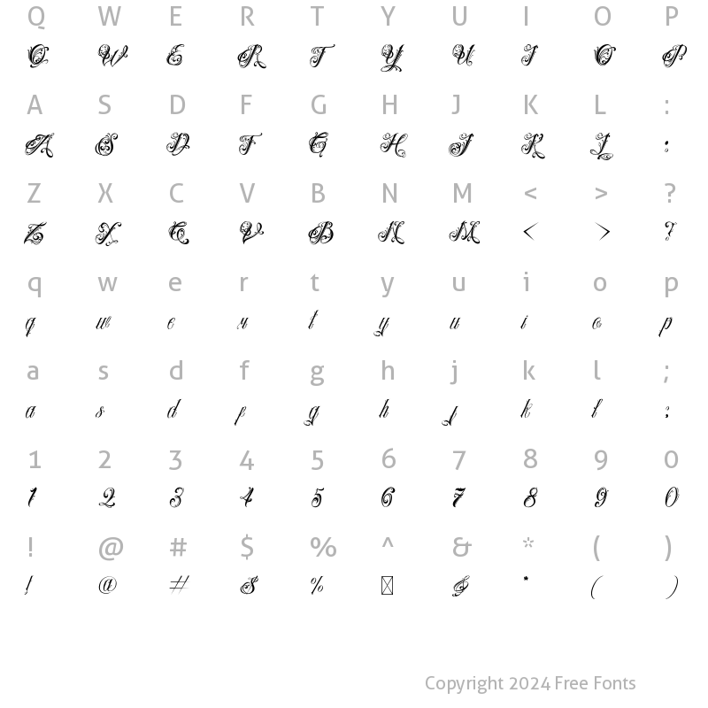 Character Map of Cromwell Regular