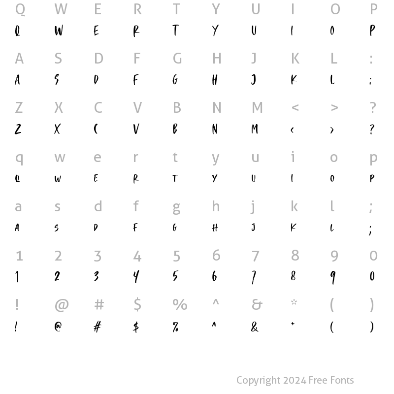 Character Map of Crooked Hooks Regular