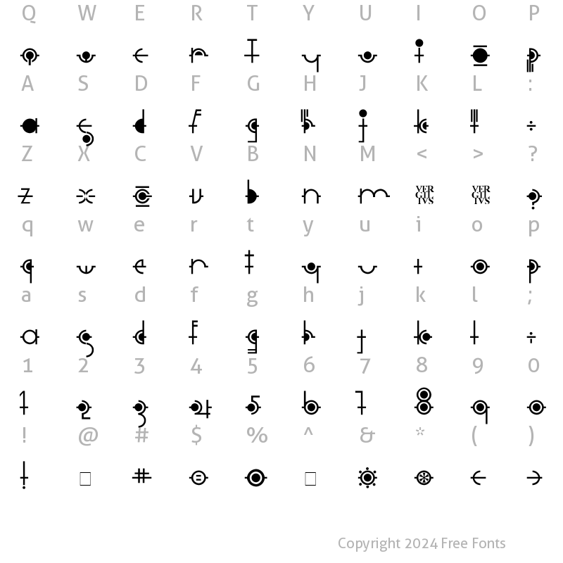 Character Map of Cropograph Regular