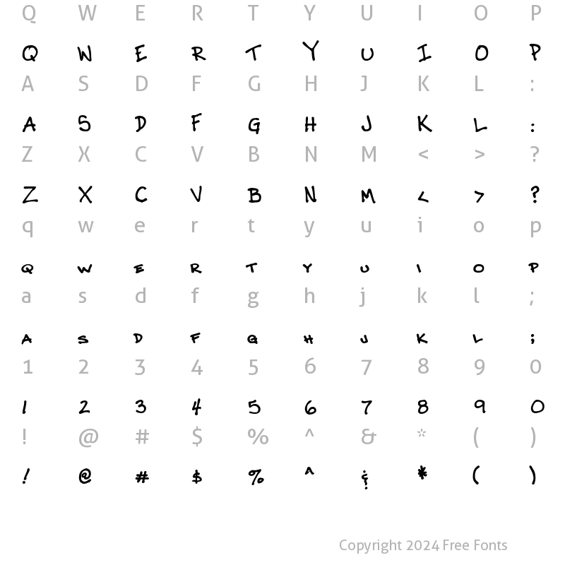 Character Map of CrosbysHand Bold