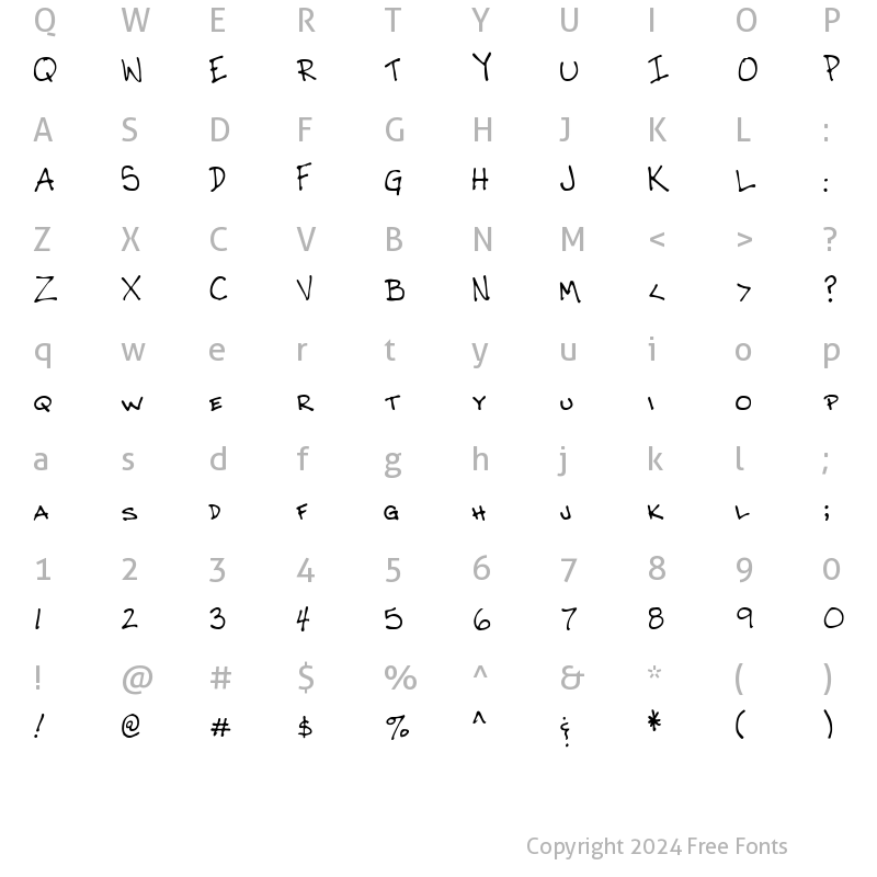 Character Map of CrosbysHand Regular