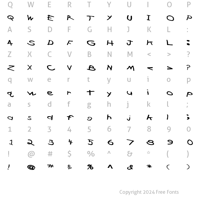 Character Map of CrossFireFont ttext Regular